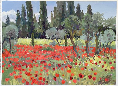 Poppy carpet by Nadezda Stupina, Painting for Sale on Select