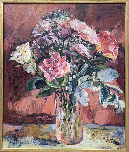 Pink bouquet by Nadezda Stupina, Painting for Sale on Select