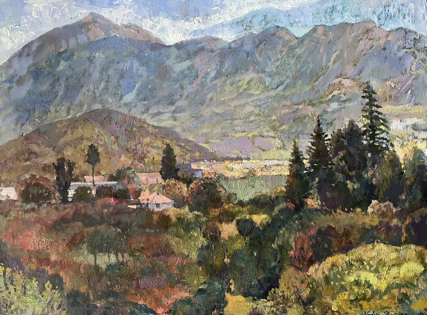Autumn in the mountain valley Nadezda Stupina Original painting for sale