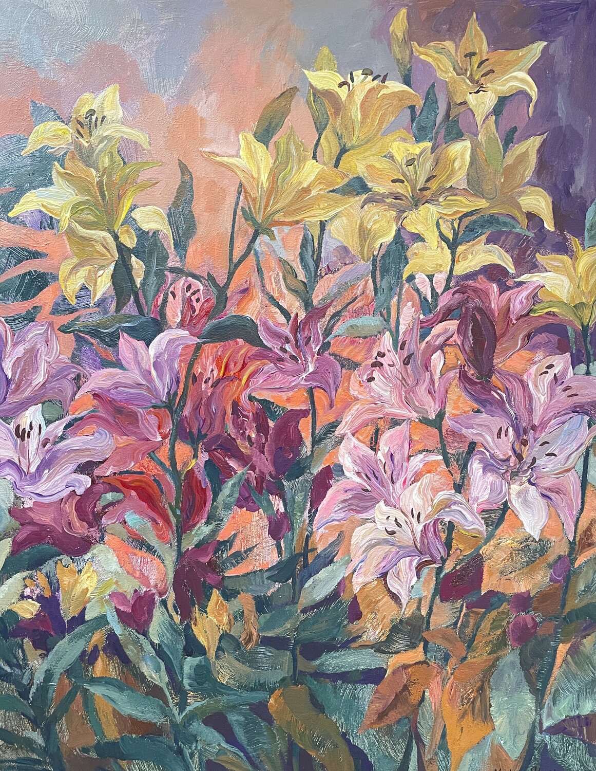 Lilies in Gauguin’s garden Nadezda Stupina Original painting for sale