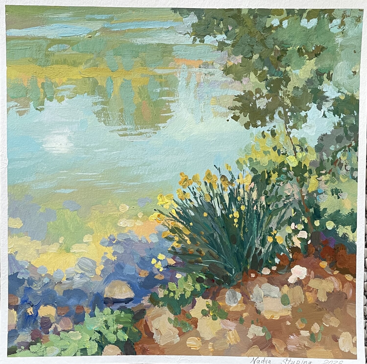 The shore of the Orb river Nadezda Stupina Original painting for sale
