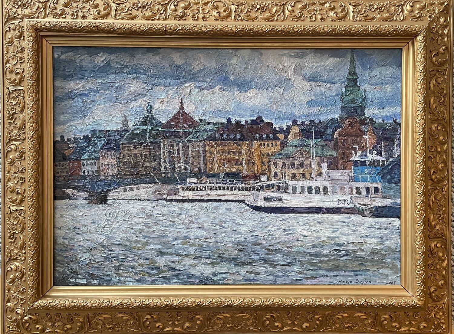 Clouds over Stockholm Nadezda Stupina Original painting for sale