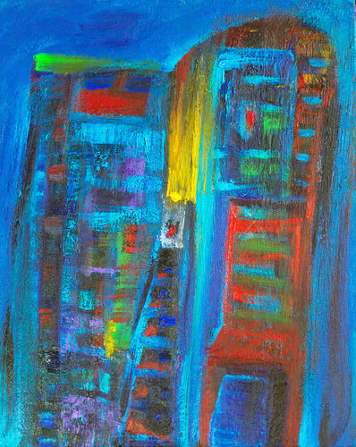 Chicago Skyline and Red Chair by Nathalie Gribinski, Painting for Sale on Select
