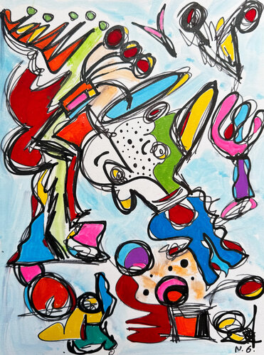 Man in Blue by Nathalie Gribinski, Drawing for Sale on Select