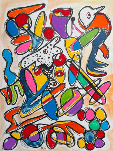 Red Eye Bird by Nathalie Gribinski, Drawing for Sale on Select