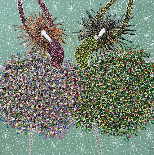 Dancing in the green ( for peace, love and understanding) by Inge Thogersen, Painting for Sale on Select