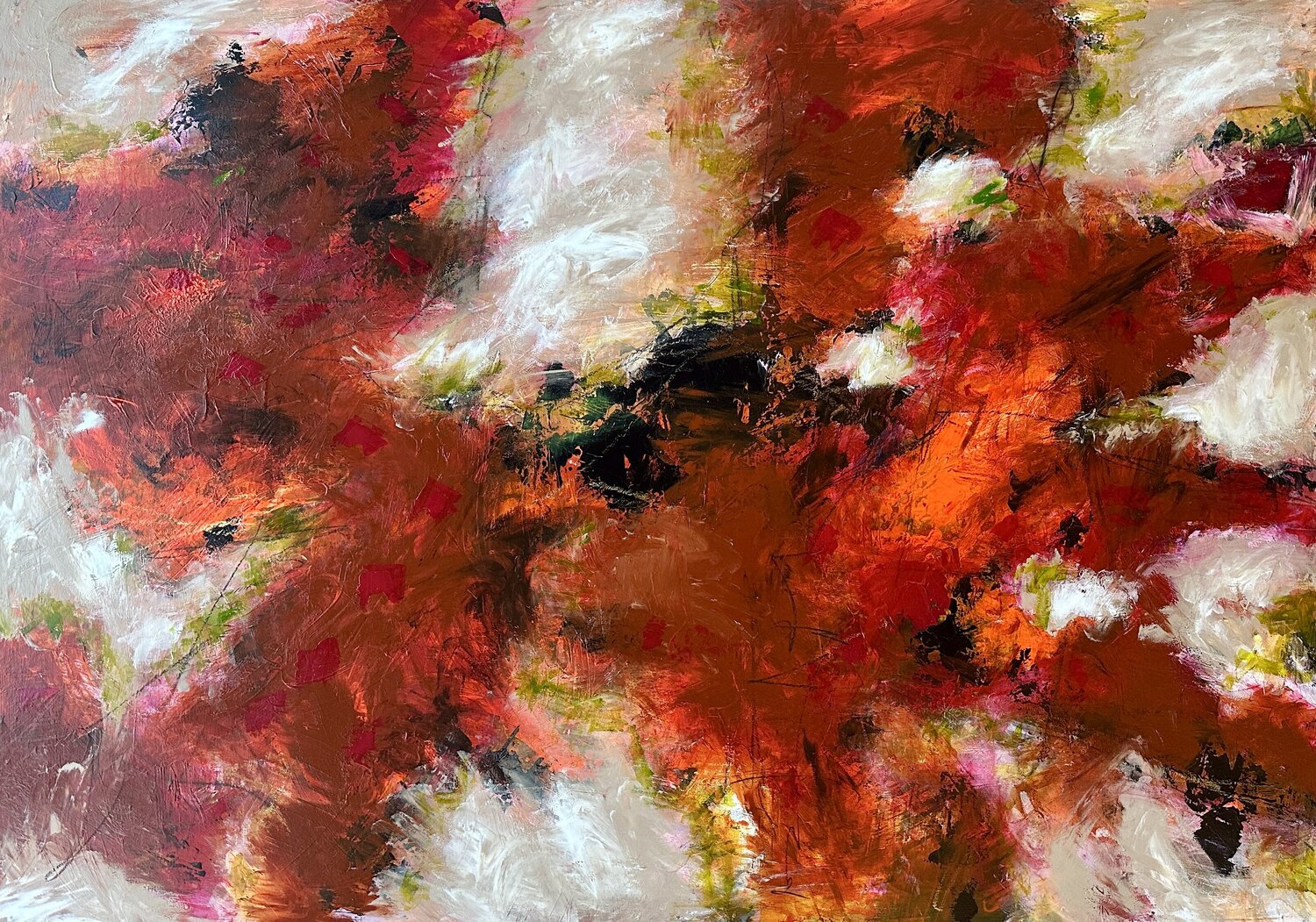 Friendly red clouds over Europe Inge Thogersen Original painting for sale