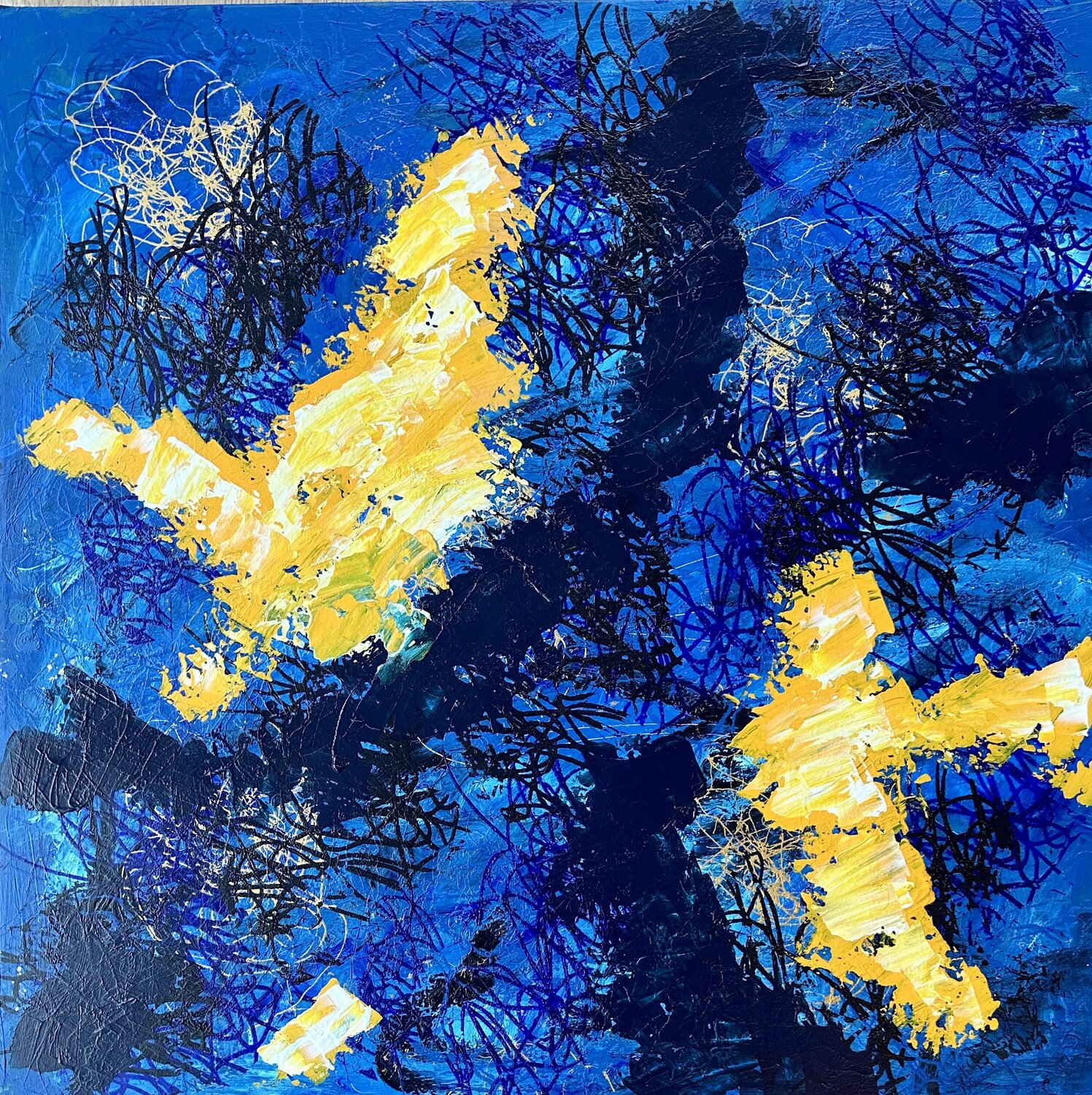 Yellow vibrance Inge Thogersen Original painting for sale