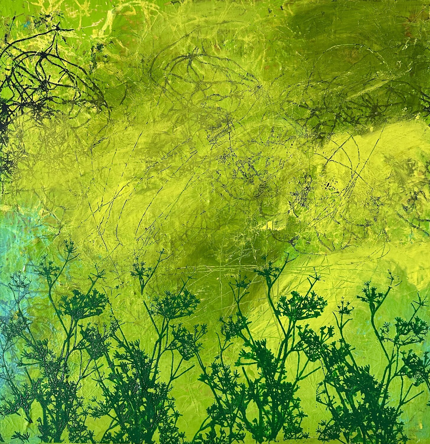 Friendly green 2 Inge Thogersen Original painting for sale