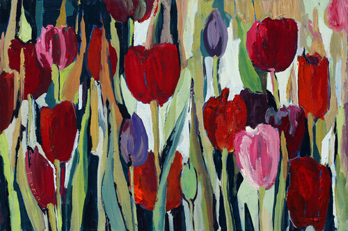 Spring Tulips by Daria Bagrintseva, Painting for Sale on Select