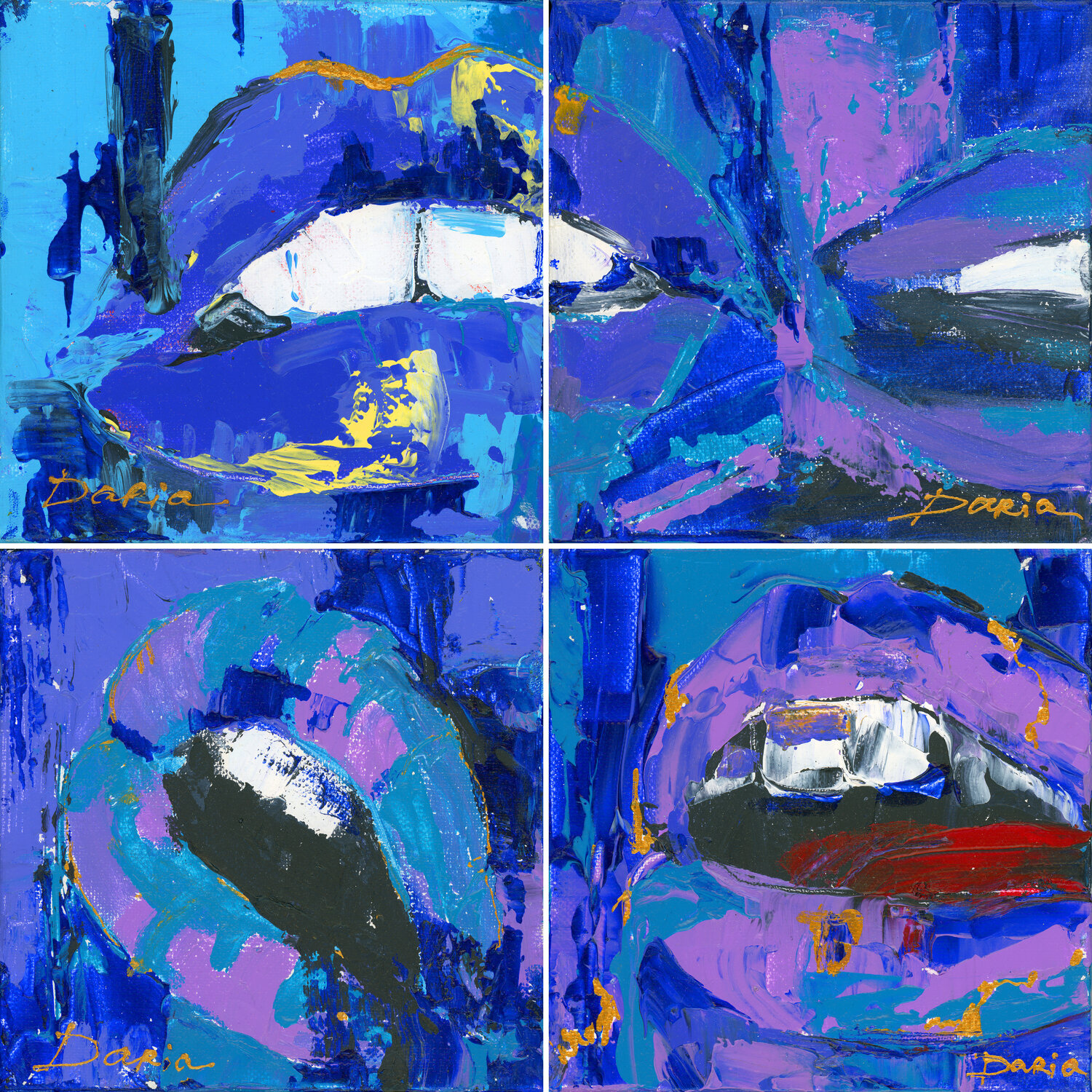 Lips (quadriptych) Daria Bagrintseva Original painting for sale