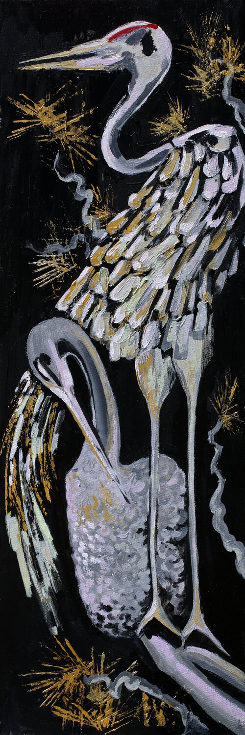 Herons Bringing Good News Daria Bagrintseva Original painting for sale