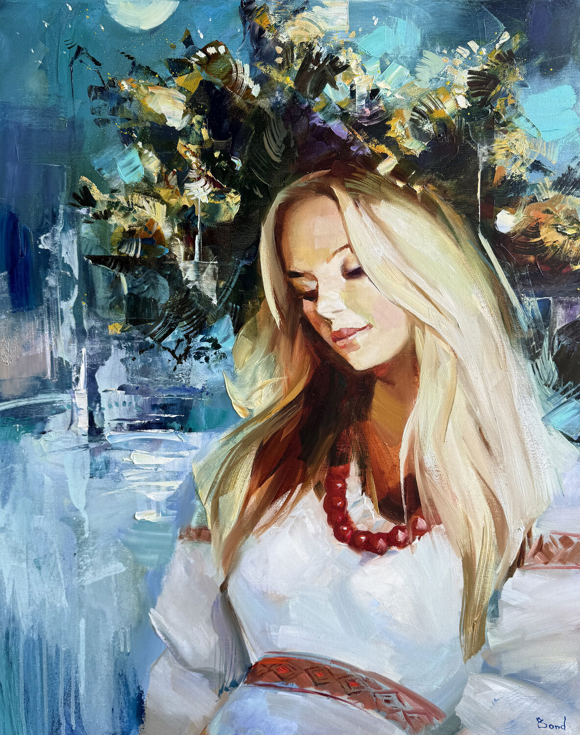 A veil of dreams on her shoulders Tatiana Yabloed Original painting for sale