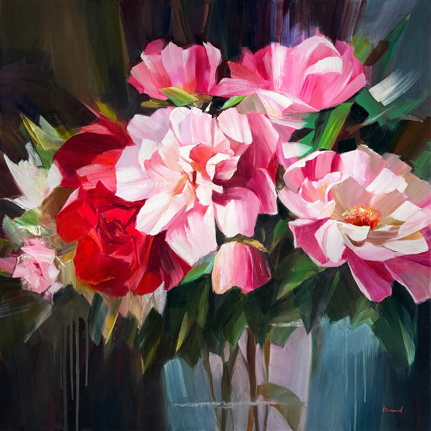 Blush and carmine rhapsody Tatiana Yabloed Original painting for sale