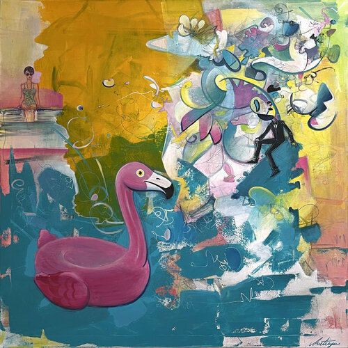 The Girl By The Pool by Jack Avetisyan, Painting for Sale on Select