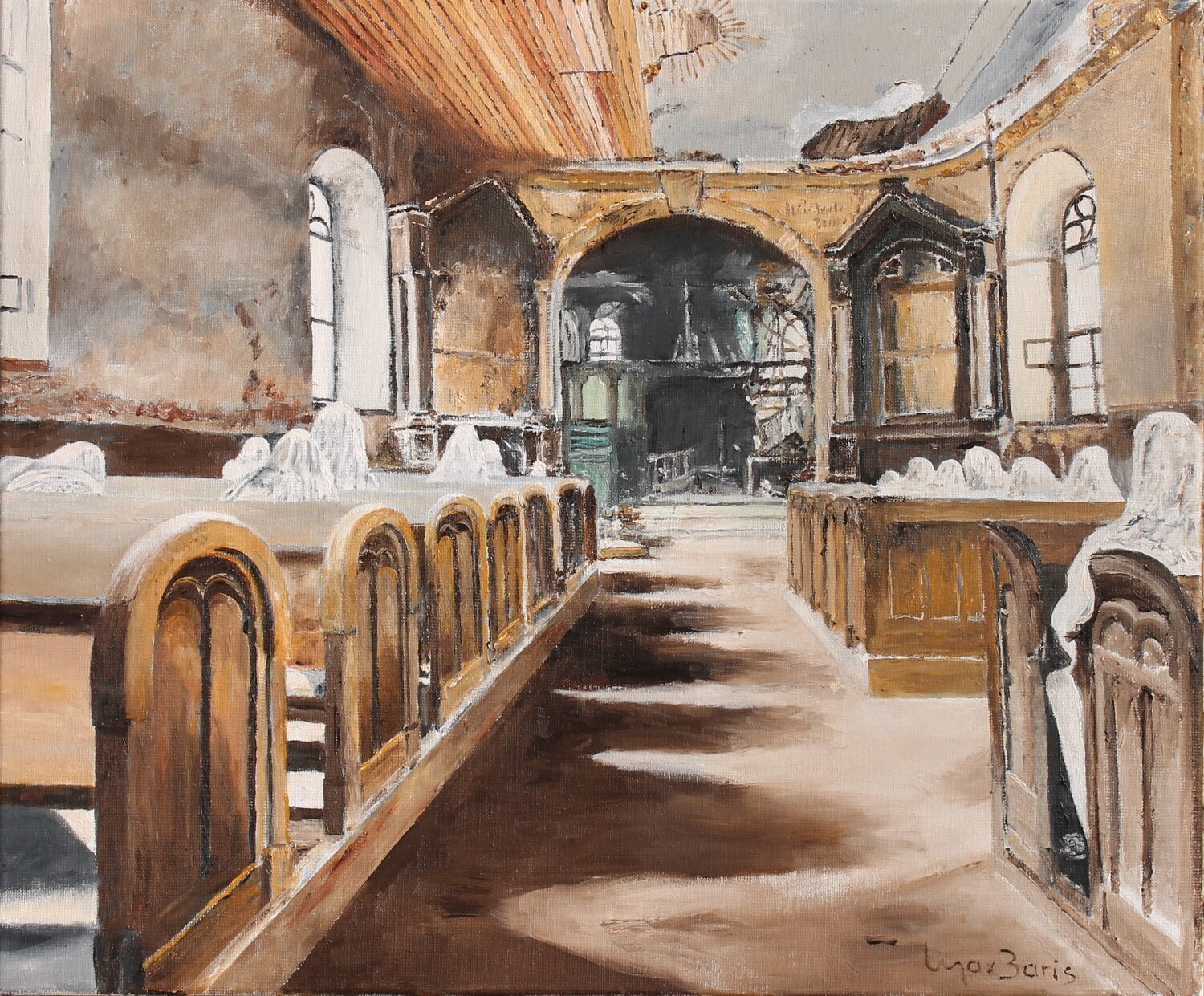 The creepy Church Max Baris Original painting for sale