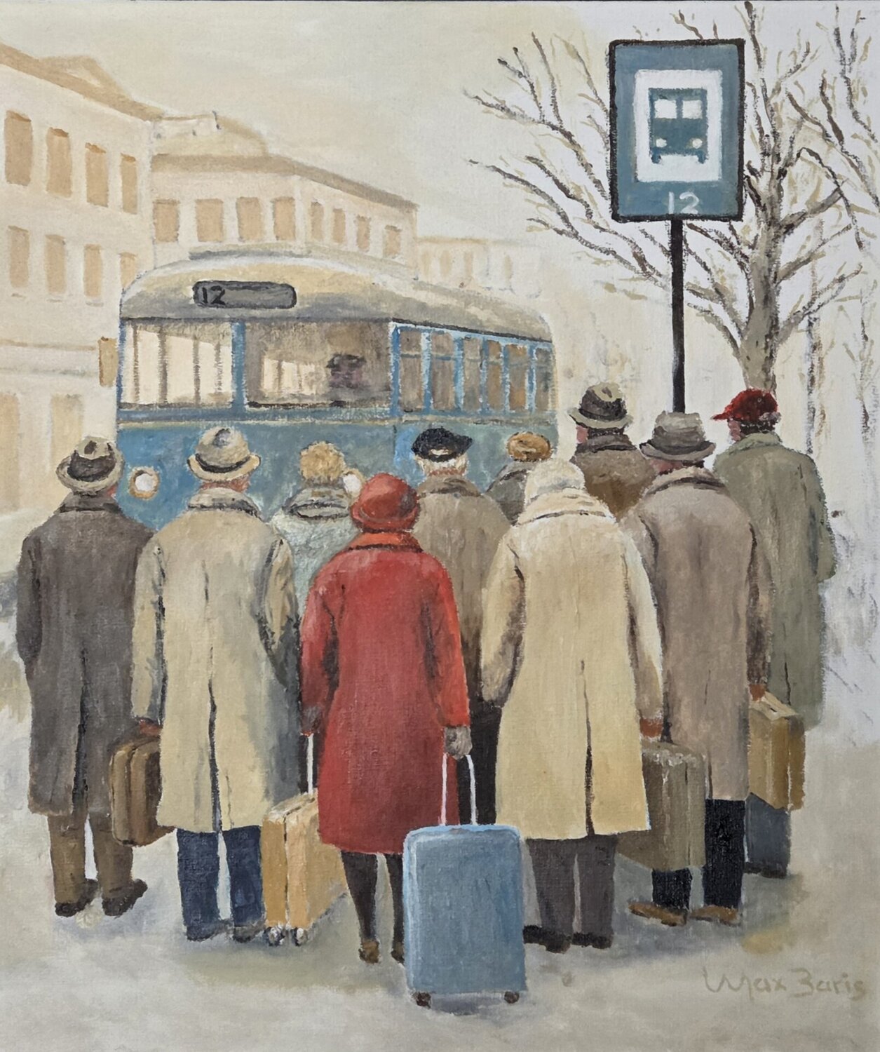 buses were used for transport Max Baris Original painting for sale