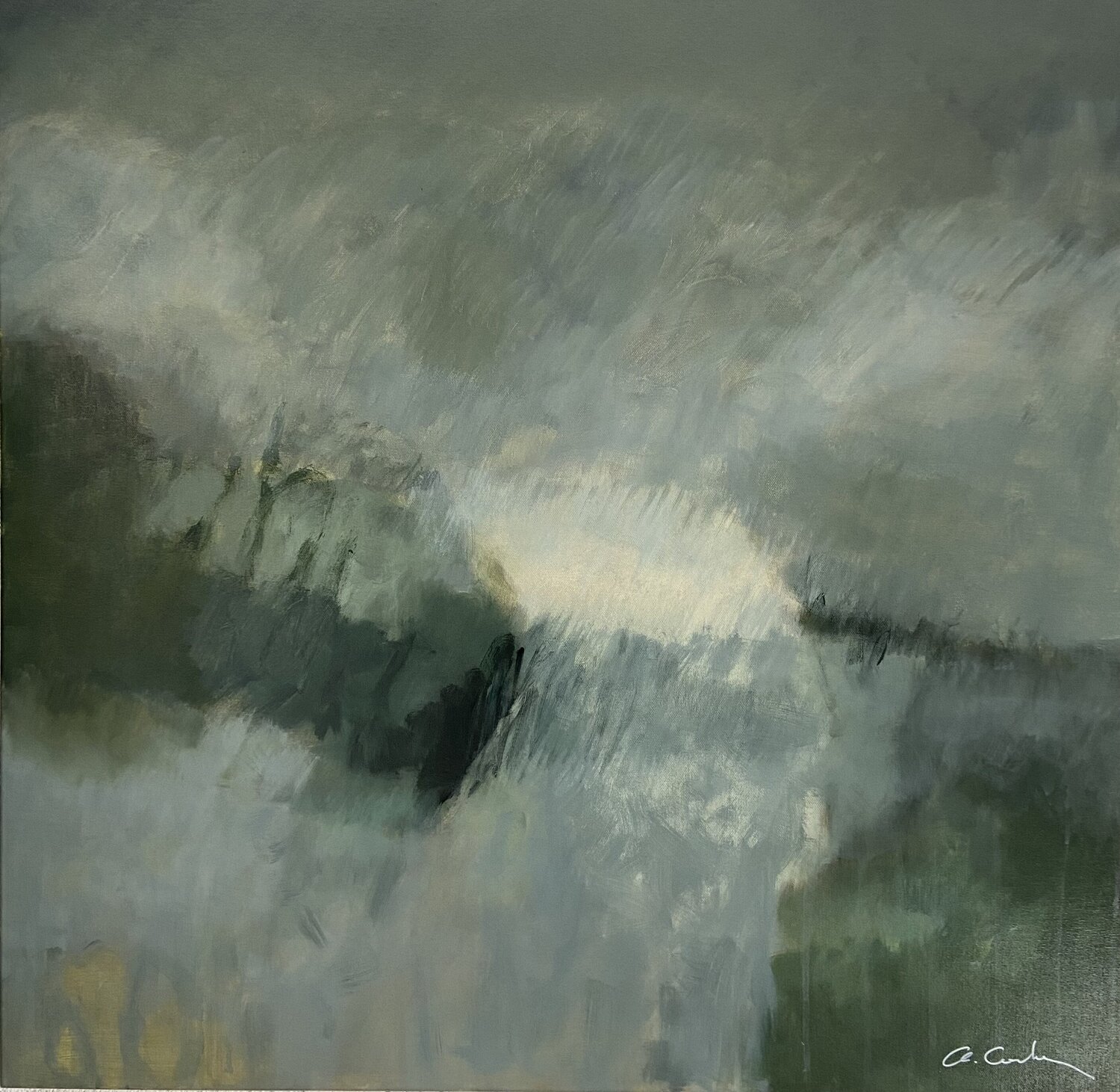 Vert et blanc Chantal Cartier Original painting for sale