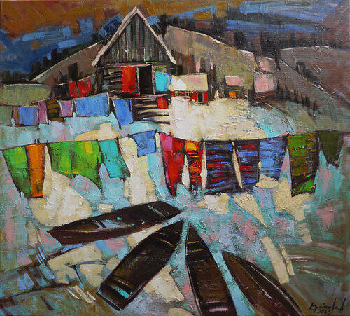 Turquoise accent. by Anastasia Kraineva, Painting for Sale on Select