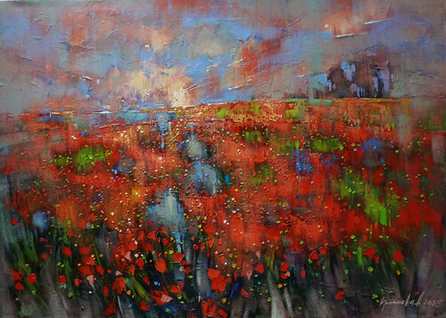 Unexpected downpour by Anastasia Kraineva, Painting for Sale on Select