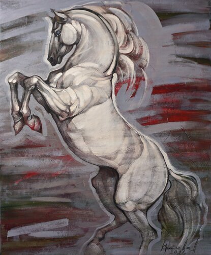 White Ferrari by Anastasia Kraineva, Painting for Sale on Select