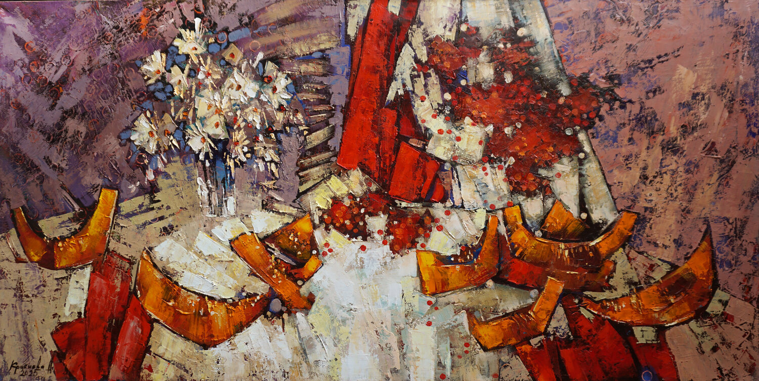 Red viburnum Anastasia Kraineva Original painting for sale