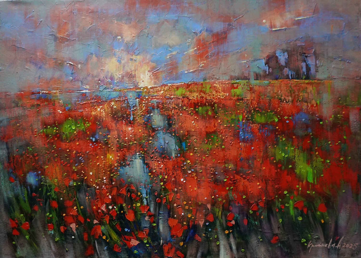 Unexpected downpour Anastasia Kraineva Original painting for sale