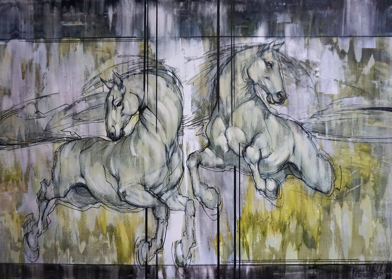 Carousel of Rain and Sun. Horses Anastasia Kraineva Original painting for sale
