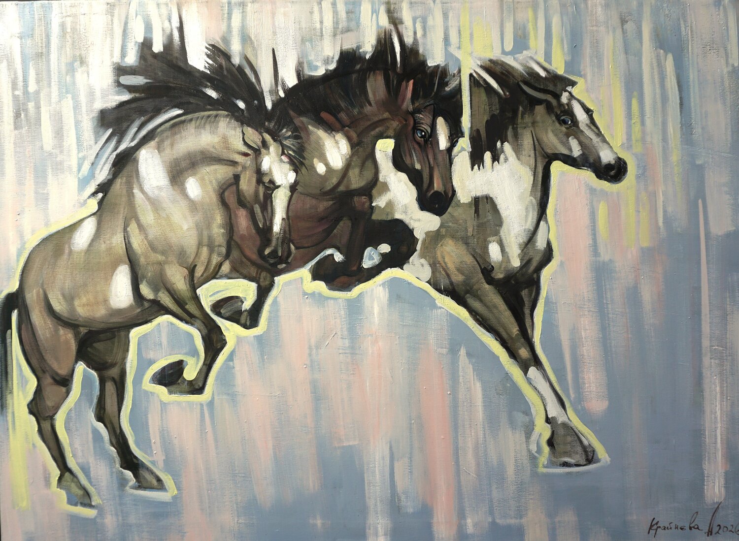 Ice racing Anastasia Kraineva Original painting for sale