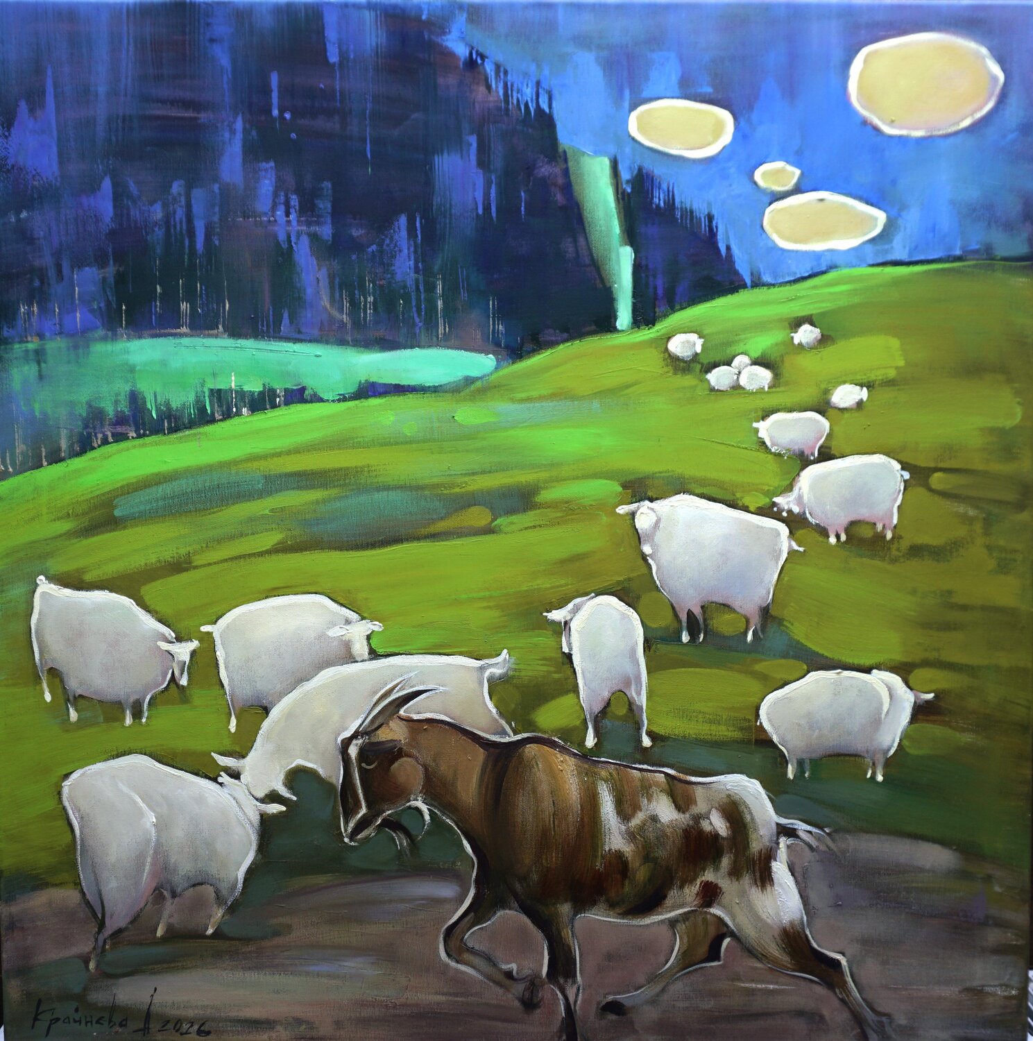 A random passerby. Mountain landscape Anastasia Kraineva Original painting for sale