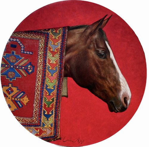 Karabakh horse and carpet VII by Emil Aziz, Painting for Sale on Select