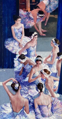 Backstage Ballerinas by Emil Aziz, Painting for Sale on Select