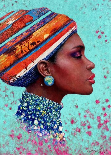 African Memories by Emil Aziz, Painting for Sale on Select