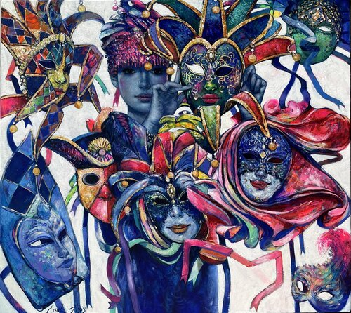 Sneaky Masks by Emil Aziz, Painting for Sale on Select