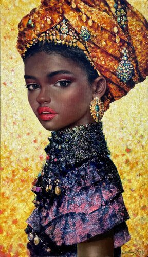 Golden Turban by Emil Aziz, Painting for Sale on Select