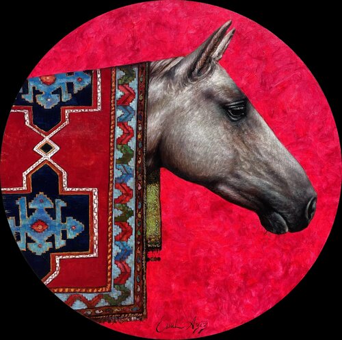 Karabakh Horse and Carpet by Emil Aziz, Painting for Sale on Select