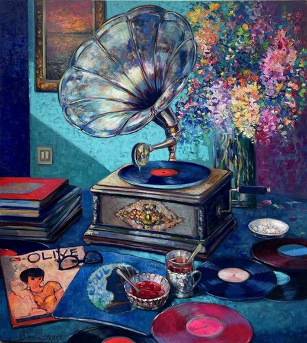 Old Gramophone von Emil Aziz, Malerei kaufen auf Select