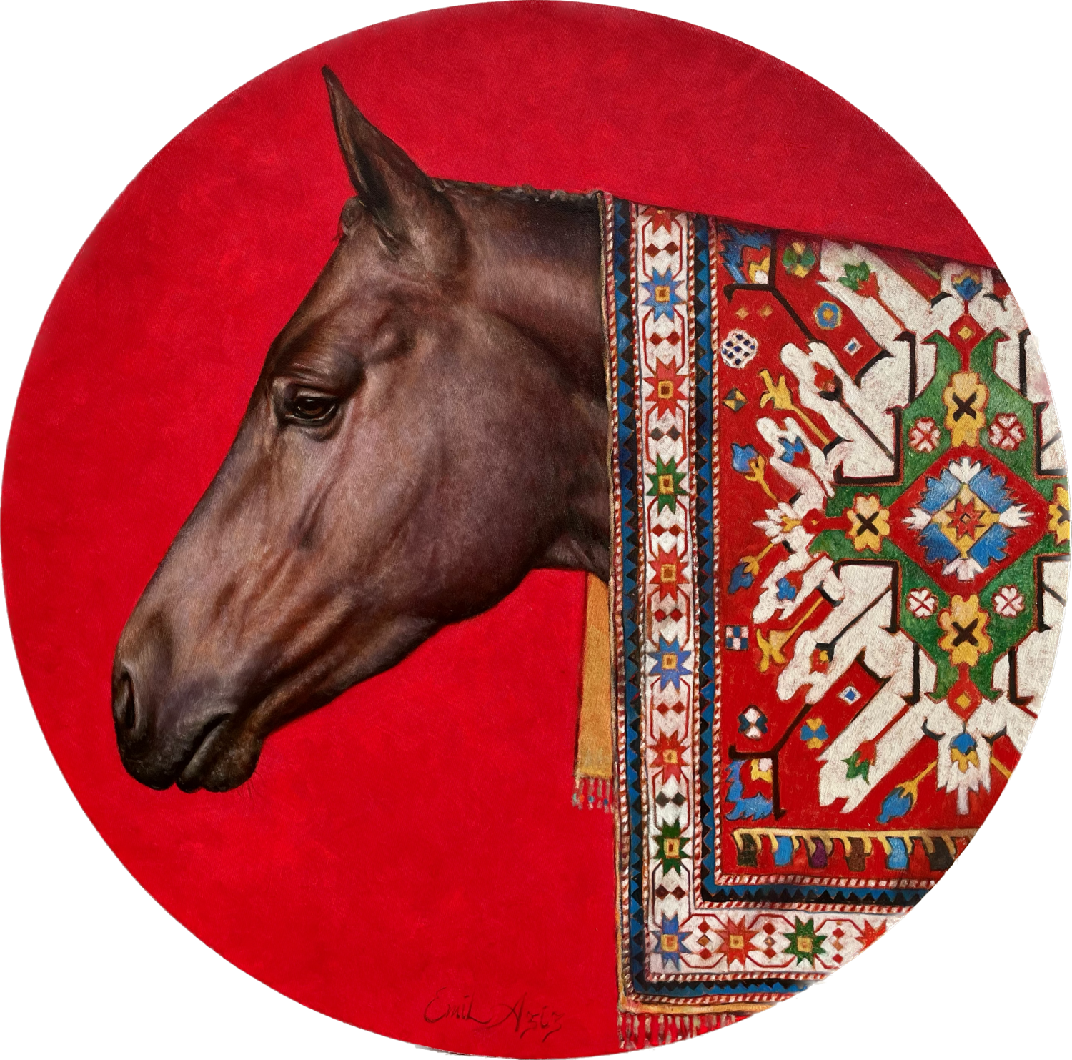 Karabakh Horse and Carpet V Emil Aziz Original painting for sale