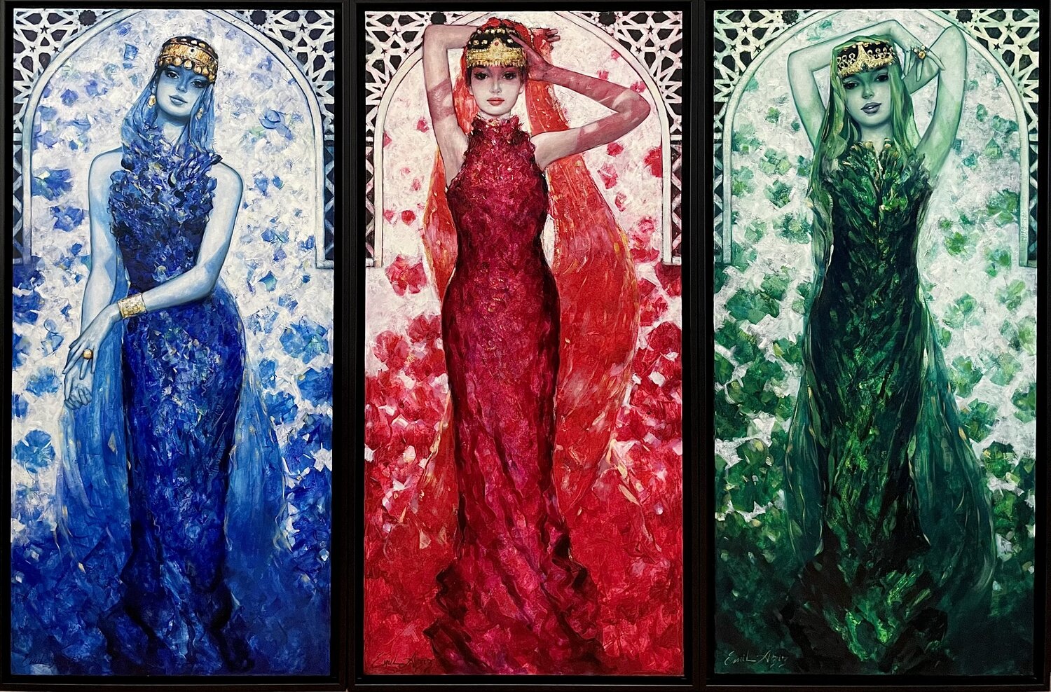 Precious Stones: Sapphire, Ruby, Emerald Emil Aziz Original painting for sale