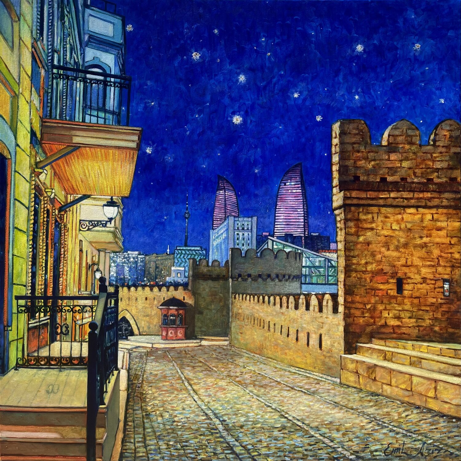 Van Gogh in Baku Emil Aziz Original painting for sale