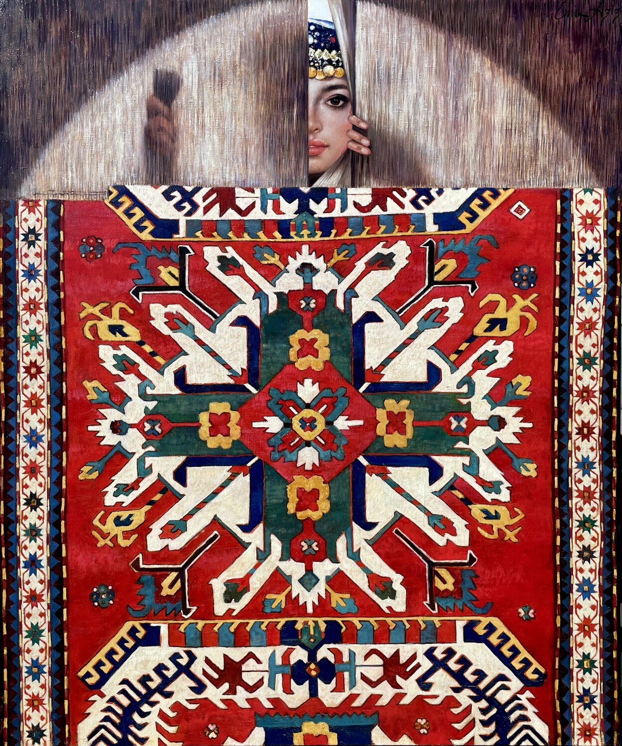 Carpet Weaver II Emil Aziz Original painting for sale