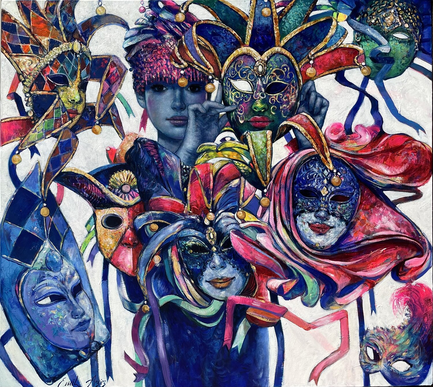 Sneaky Masks Emil Aziz Original painting for sale