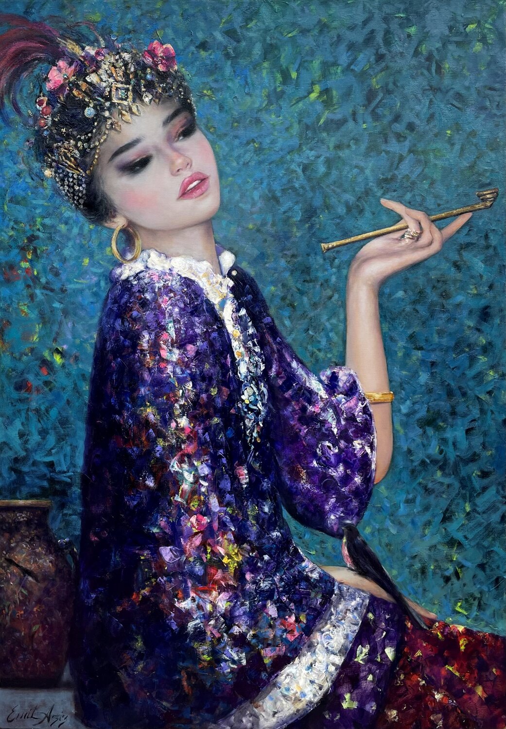 The Gift from China Emil Aziz Original painting for sale