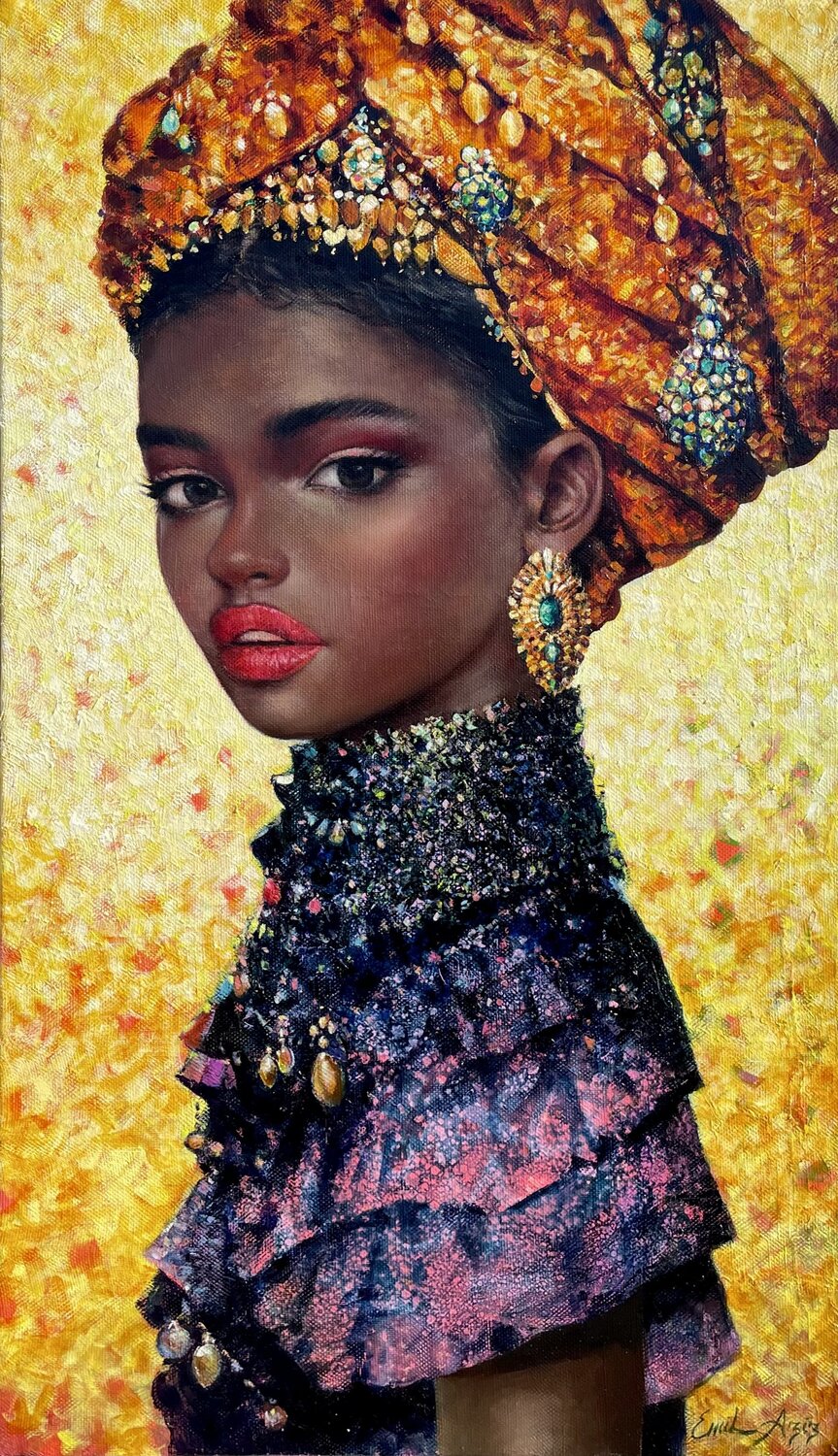 Golden Turban Emil Aziz Original painting for sale
