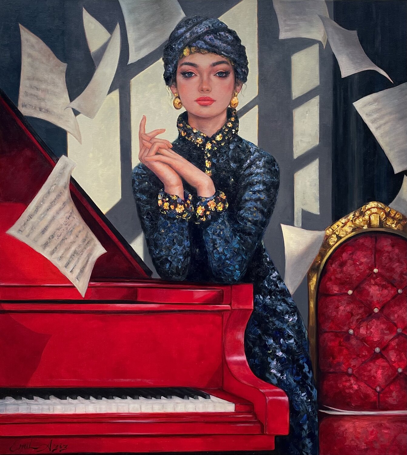 The Pianist Emil Aziz Original painting for sale