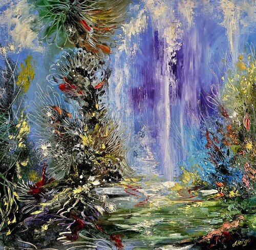 Heavenly  Waterfall by Margarita Akhmetgaleeva, Painting for Sale on Select