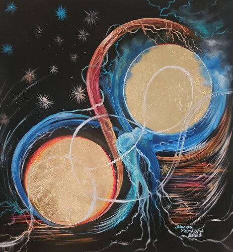 The Fusion of Two Moons by Margarita Akhmetgaleeva, Painting for Sale on Select
