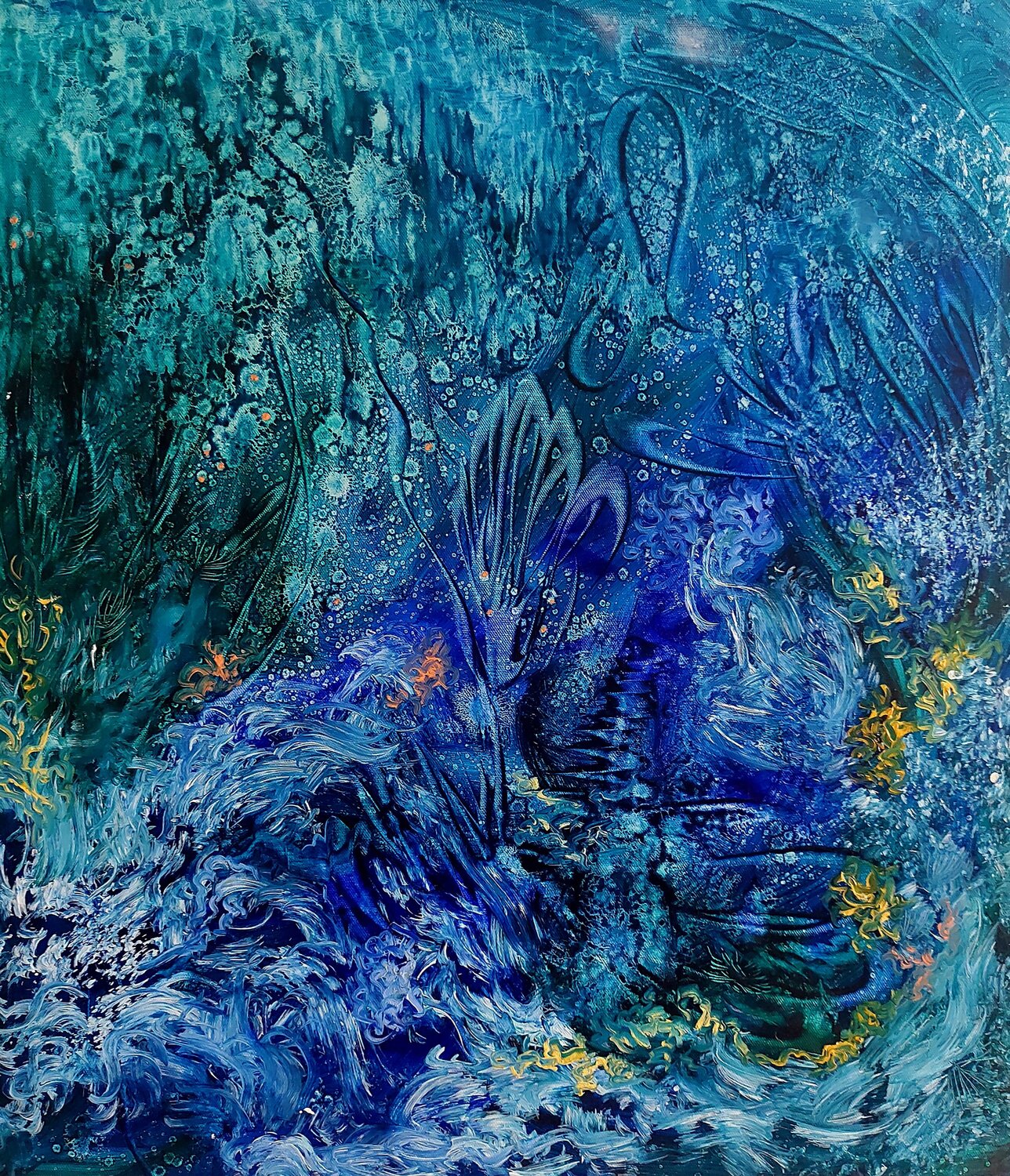 Tales of the blue lagoons Margarita Akhmetgaleeva Original painting for sale