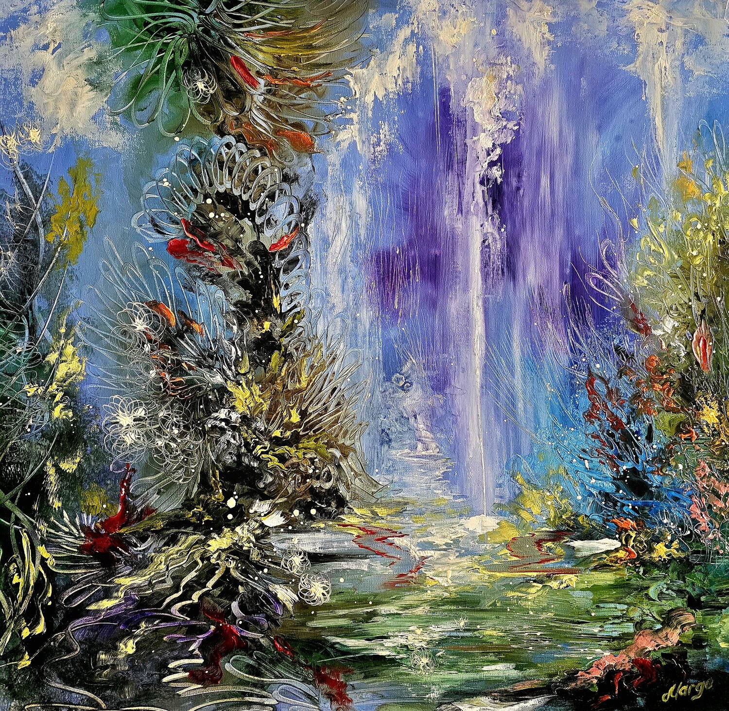 Heavenly  Waterfall Margarita Akhmetgaleeva Original painting for sale