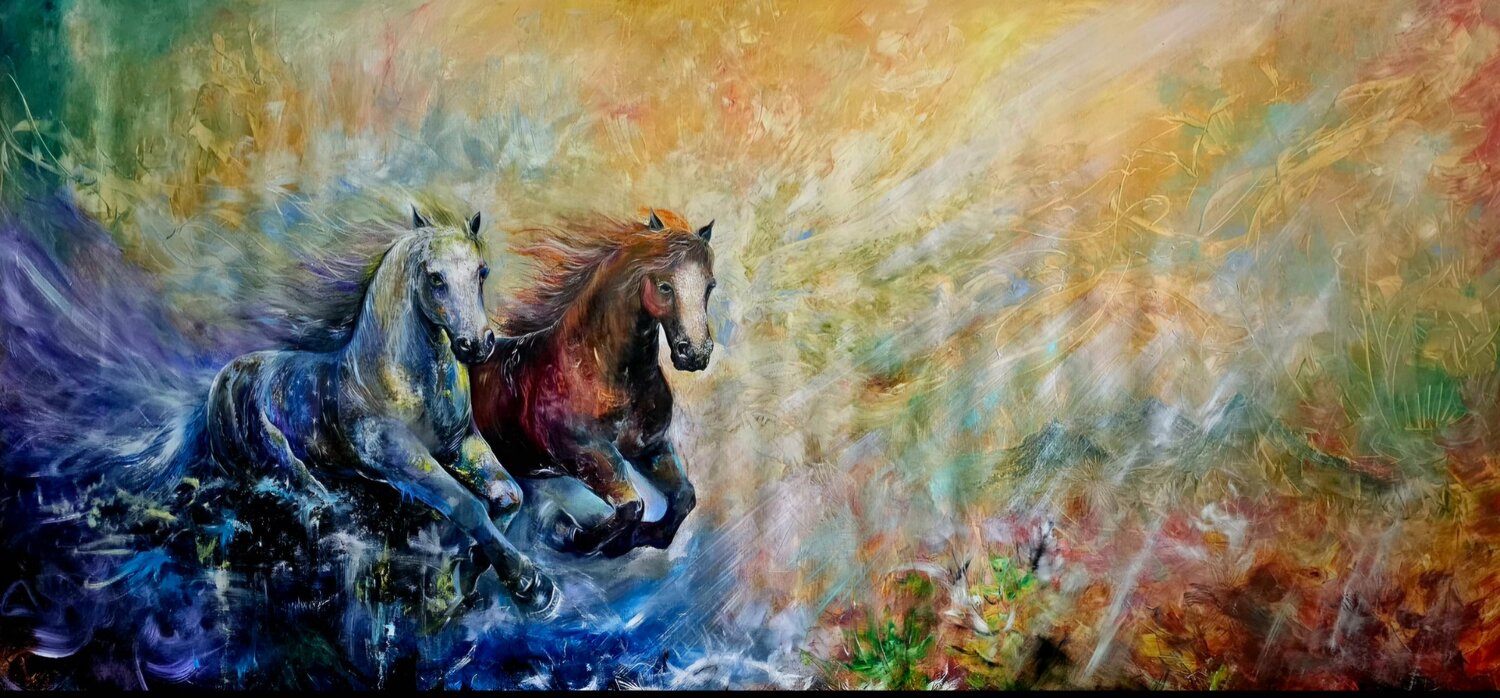 The Break of Dawn: Celestial Horses Margarita Akhmetgaleeva Original painting for sale